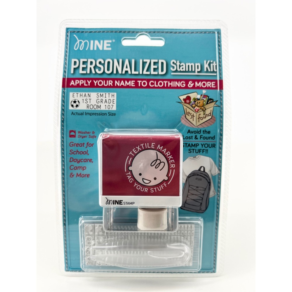 Mine Personalized Stamp Kit Kids Black Ink Textile Marker Label
